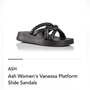ASH Women’s Vanessa Platform Slide Sandals. Black. NWB. Leather Wrinkles. Size:7